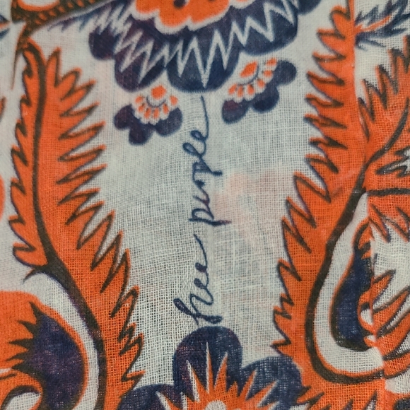 Free People Orange and Blue Floral Tote - Picture 2 of 3